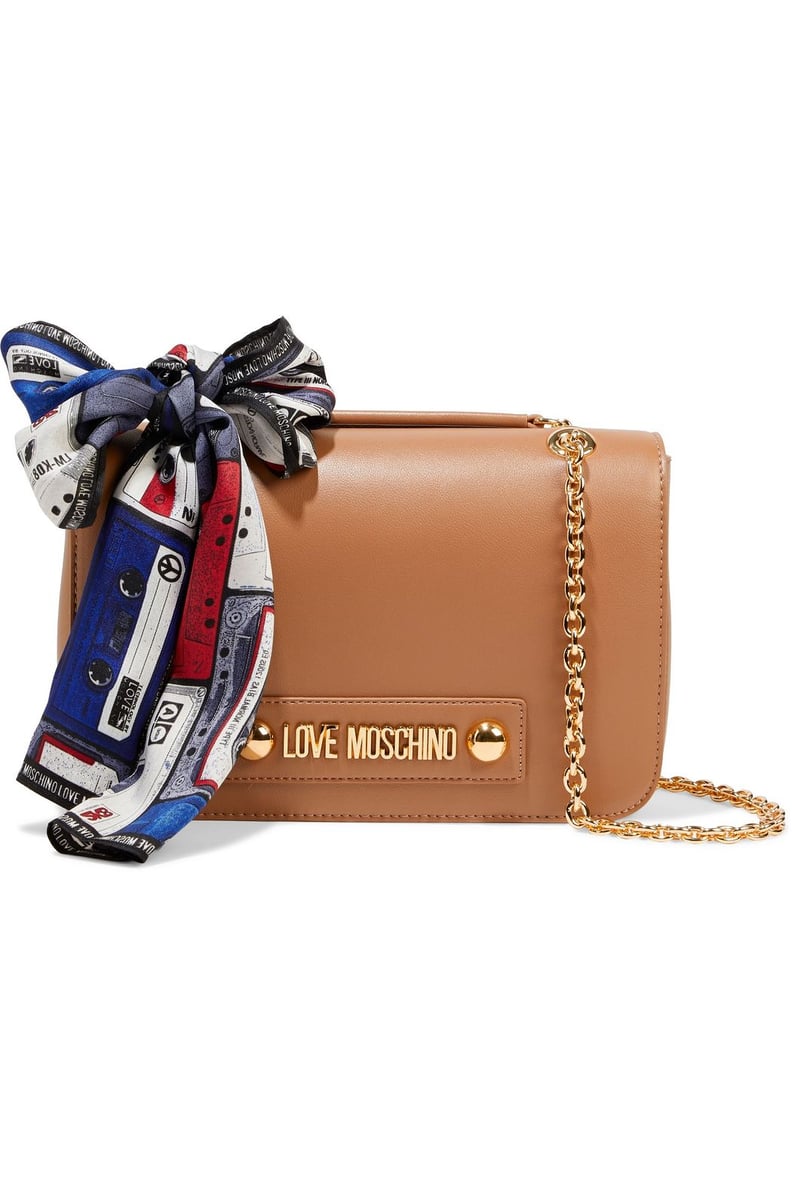 Mochino Sand Bow-Detailed Faux Leather Shoulder Bag