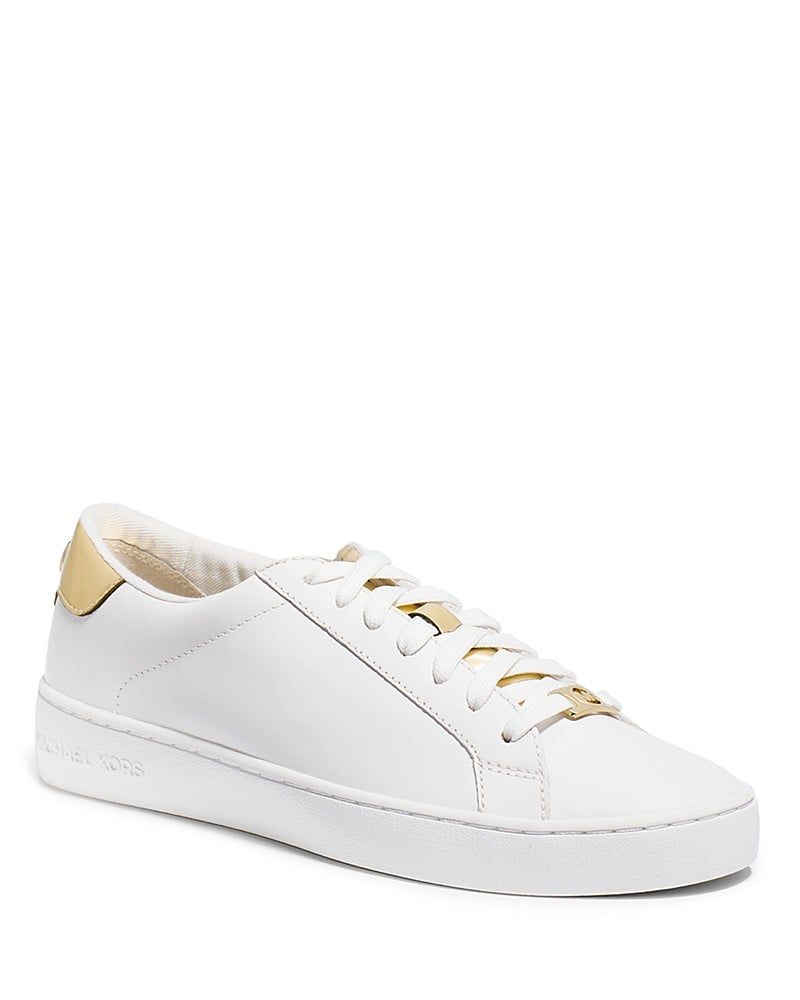 Michael Michael Kors Irving Leather Sneakers | Selena Gomez White Louis Vuitton Sneakers ...