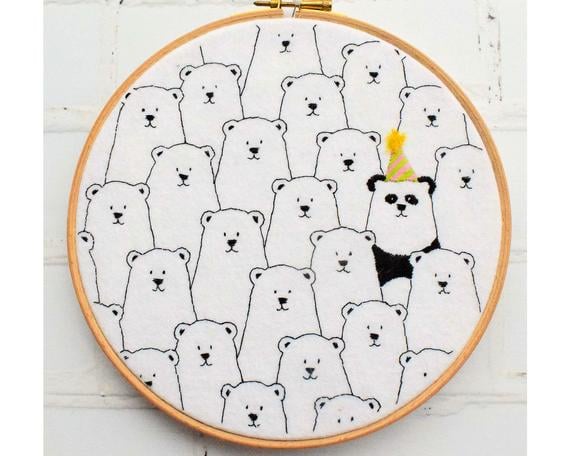 Party panda hand embroidery hoop kit  20 adorable embroidery kits on Party panda hand embroidery hoop kit  20 adorable embroidery kits on