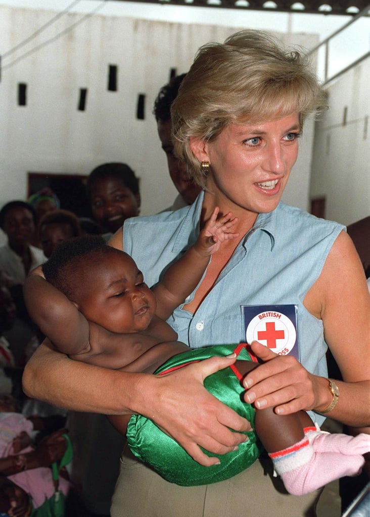 While doing charity work for the British Red Cross Charity in January 1997, Diana cradled a baby in the Orthopaedic Centre For Landmine Victims in Luanda, Angola.