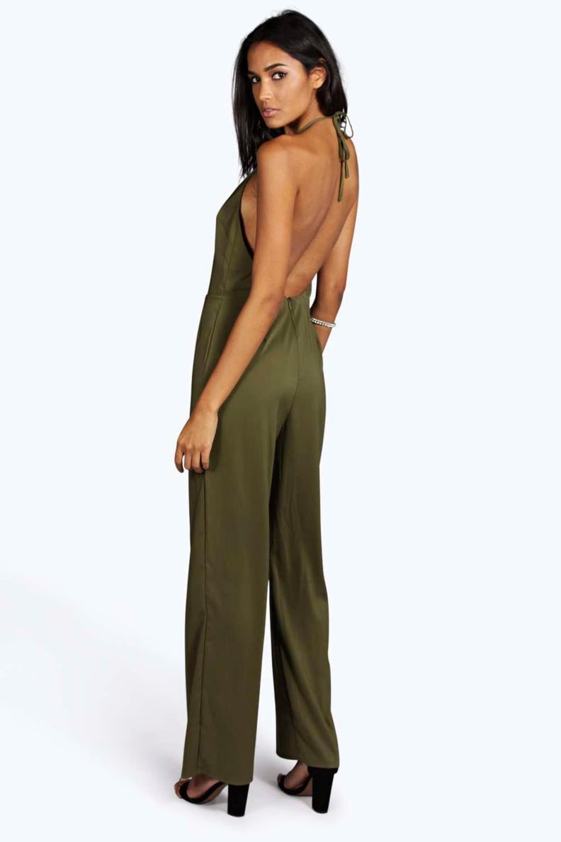 Boohoo Tall Freya Halter Backless Wide-Leg Jumpsuit