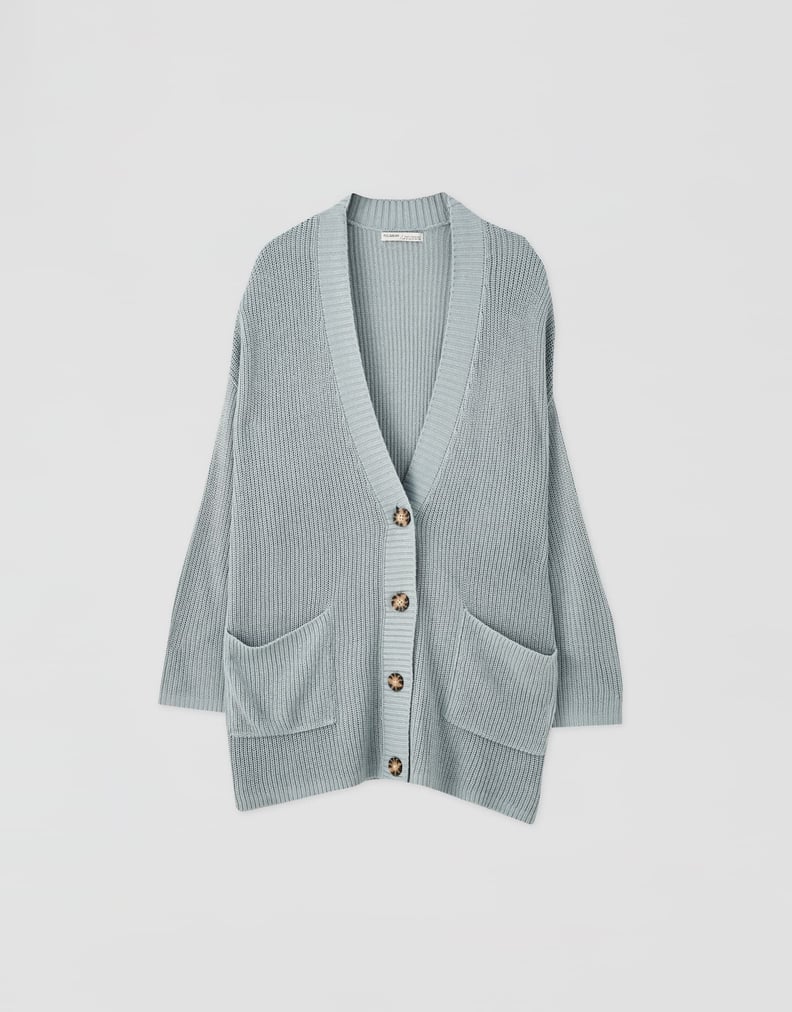 Pull&Bear Long Knit Button-Up Cardigan