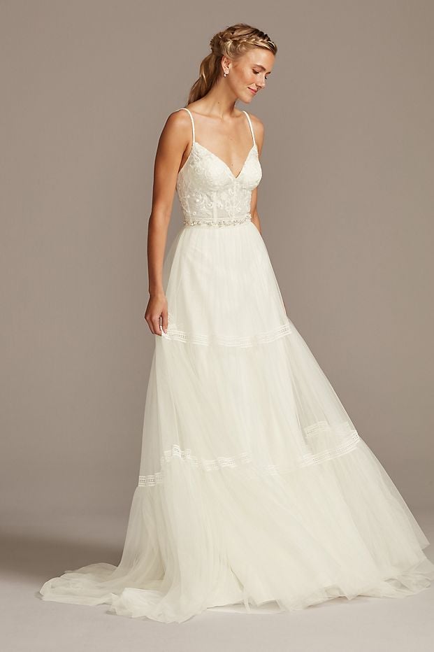 Chiffon layered sale wedding dress