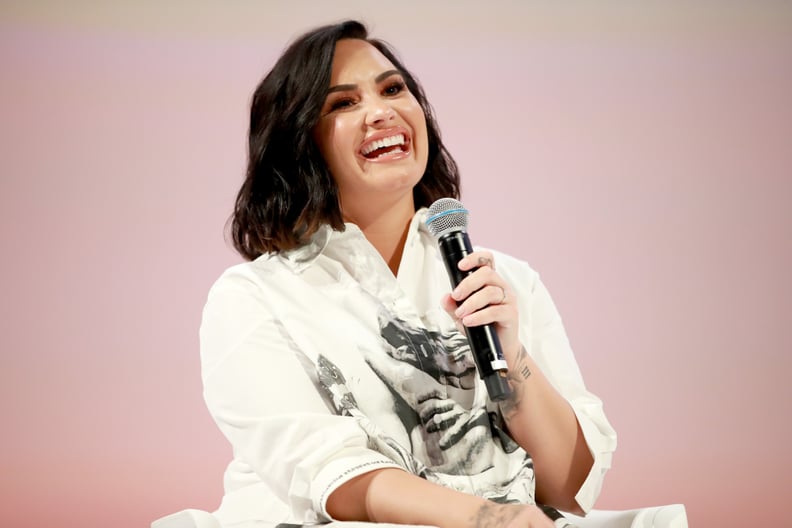 LOS ANGELES, CALIFORNIA - NOVEMBER 02: Demi Lovato speaks on stage at the Teen Vogue Summit 2019 at Goya Studios on November 02, 2019 in Los Angeles, California. (Photo by Rich Fury/Getty Images for Teen Vogue)