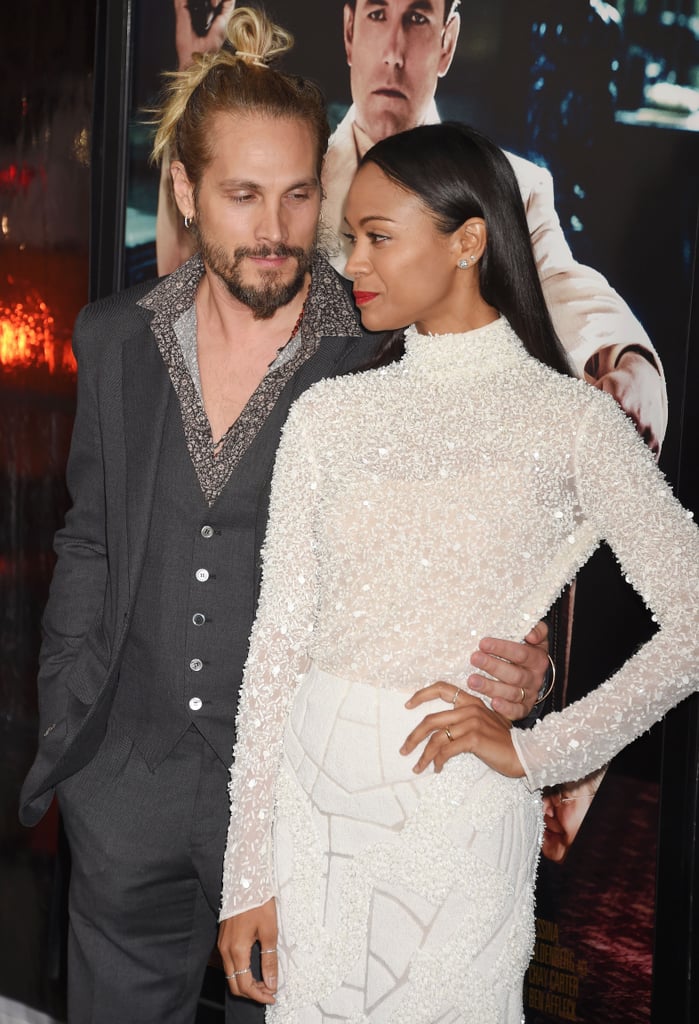 Zoe Saldana and Marco Perego at the Live by Night Premiere