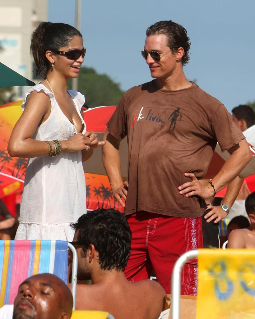They relaxed oceanside in Brazil in February 2009.