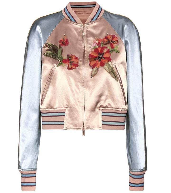 Valentino mytheresa.com online exclusive embellished satin bomber jacket ($6,790)