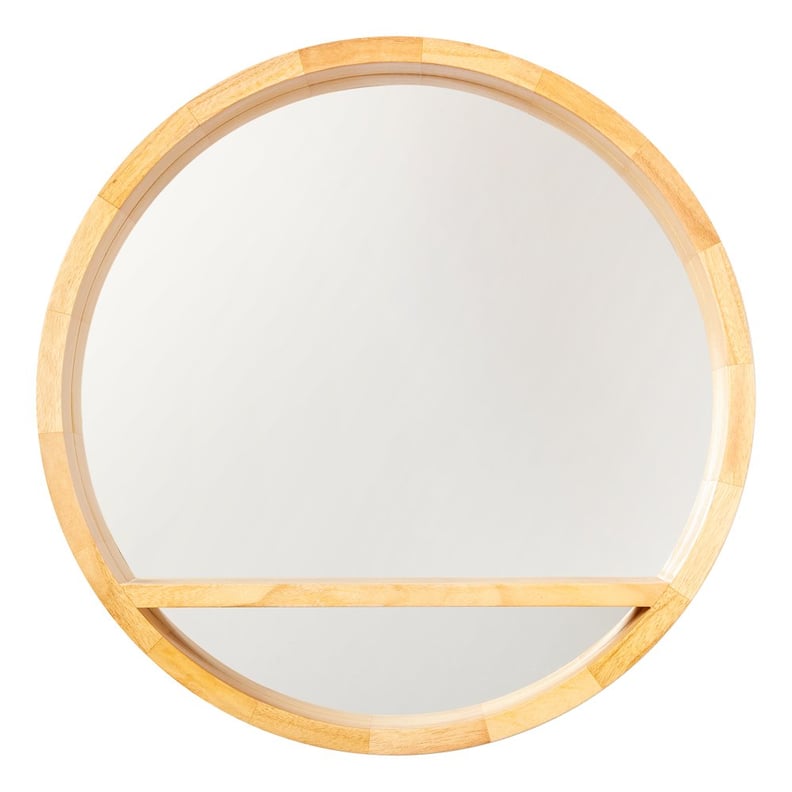 Drew Barrymore Flower Home Round Wood Mirror with Shelf