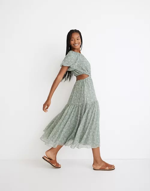 A Cutout Dress: Madewell Seersucker Puff-Sleeve Cutout Midi Dress