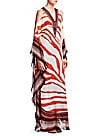 Roberto Cavalli Cold-Shoulder Zebra Print Caftan