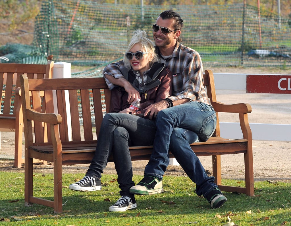 Gavin put his arms around Gwen as they watched their boys play at a California park in January 2012.