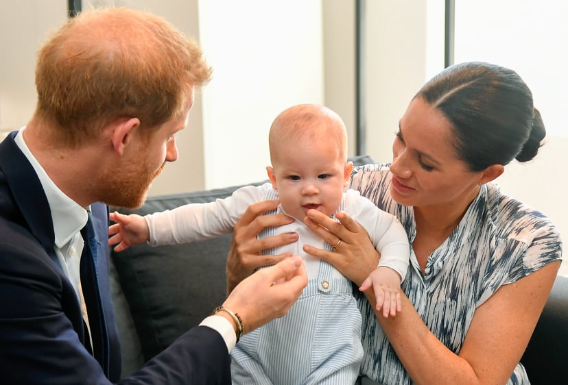 CAPE TOWN, SOUTH AFRICA - SEPTEMBER 25: Prince Harry, Duke of Sussex, Meghan, Duchess of Sussex and their baby son Archie Mountbatten-Windsor meet Archbishop Desmond Tutu and his daughter Thandeka Tutu-Gxashe at the Desmond & Leah Tutu Legacy Foundation d