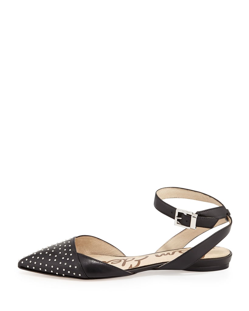 Sam Edelman Brina Studded Pointy-Toe Ankle-Wrap Flat ($110)