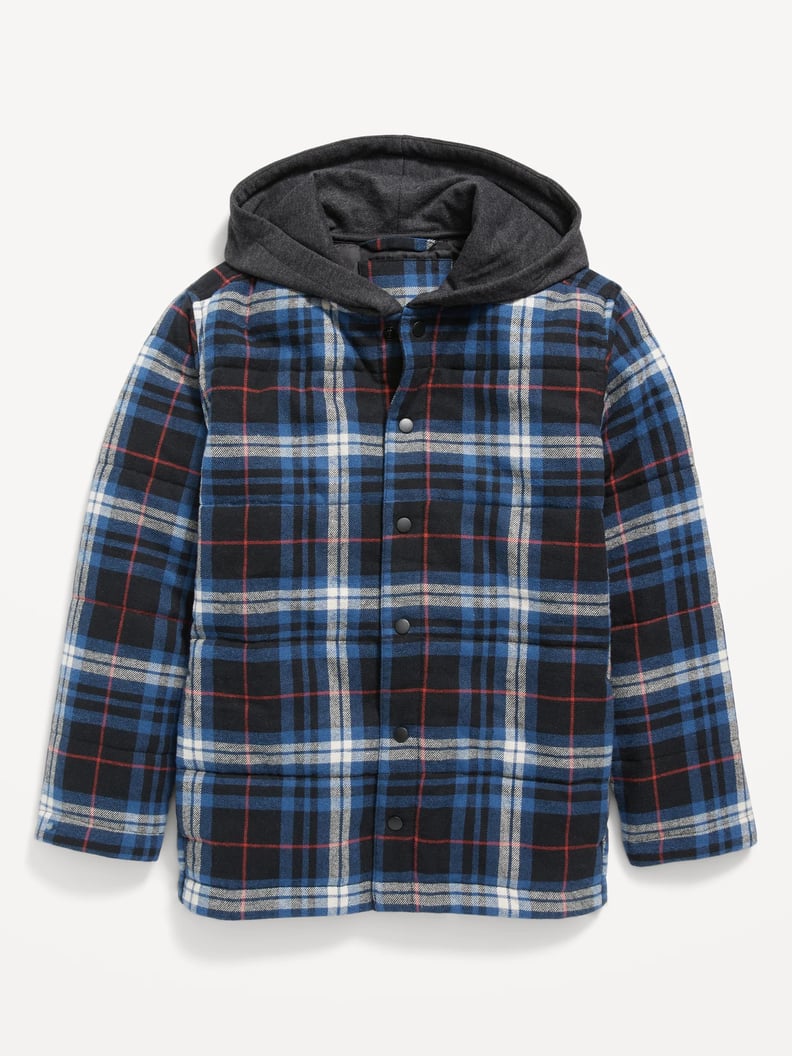 Kids' Apparel and Activewear: Old Navy Hooded Puffer Flannel Shacket
