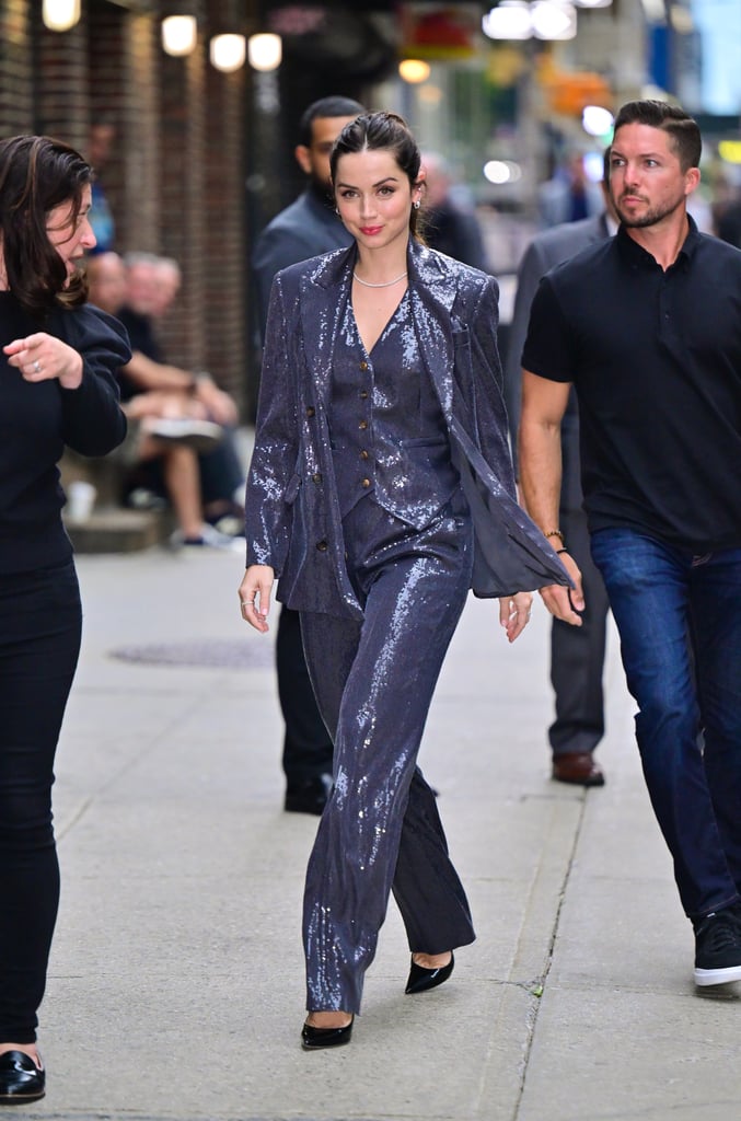 Ana de Armas Wears Sequin 3-Piece Suit