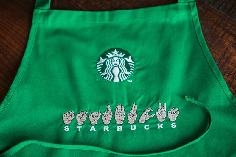 Those Who Are Deaf Wear One Embroidered With the ASL Finger-Spelling of Starbucks