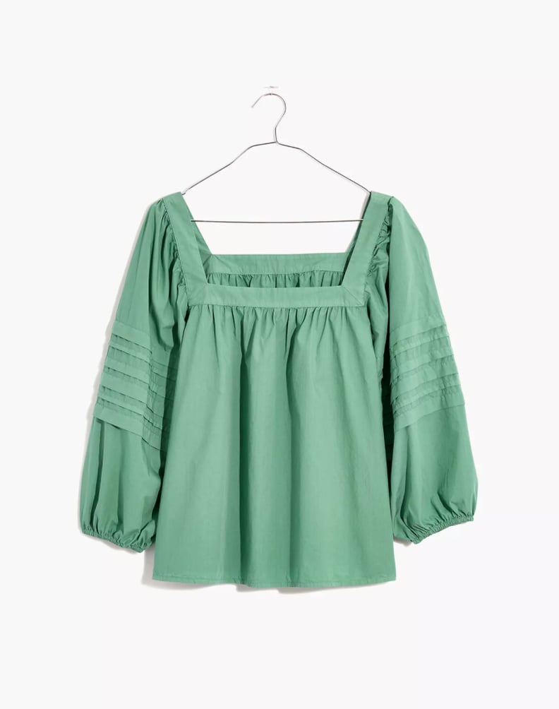 Madewell Square-Neck Pleat-Sleeve Top