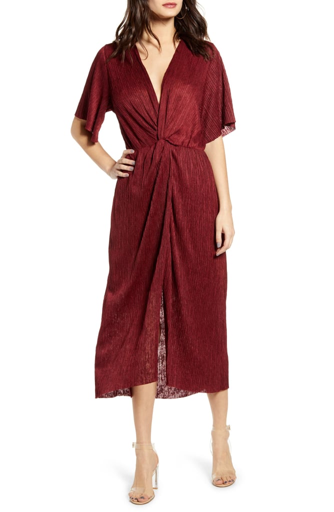 All in Favour Dolman Plissé Midi Dress