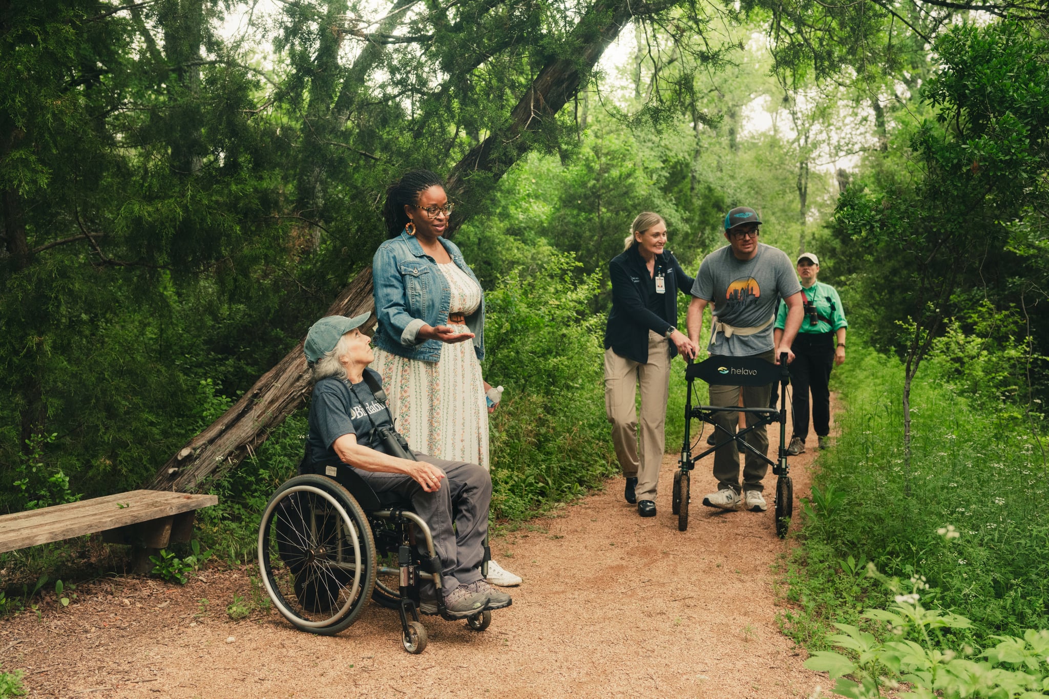 A Celebration of Inclusivity on a new accessible trail at Travis Audubon's sanctuary, Blair Woods Nature Preserve in Austin, Texas with Virginia Rose, founder of Birdability and board member of Travis Audubon. Therapists and patients from St. David's Rehabilitation and Rehab Without Walls joined us.
