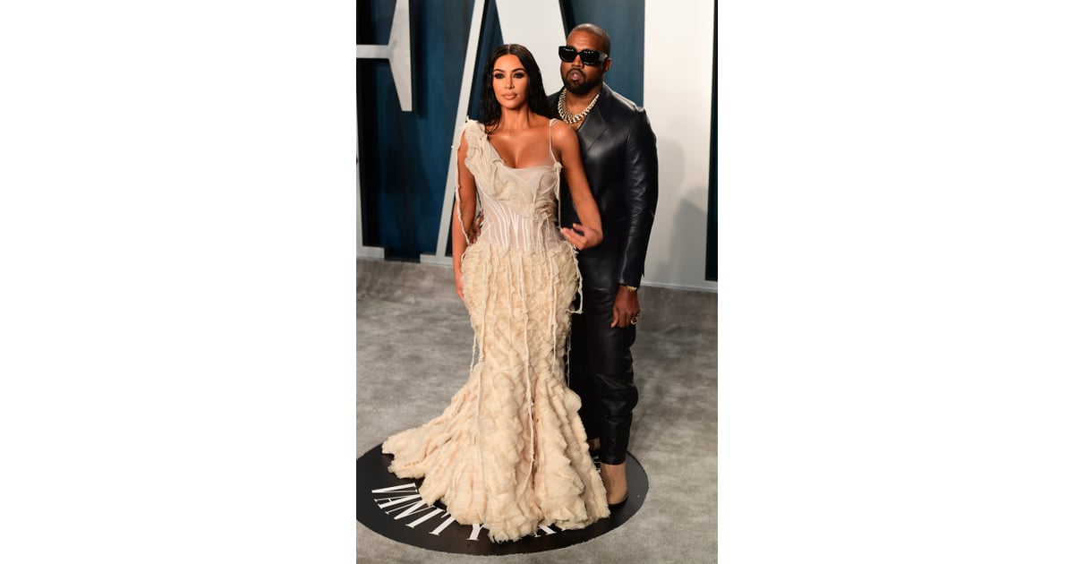 Kim Kardashian and Kanye West at the Vanity Fair Oscars Afterparty 2020