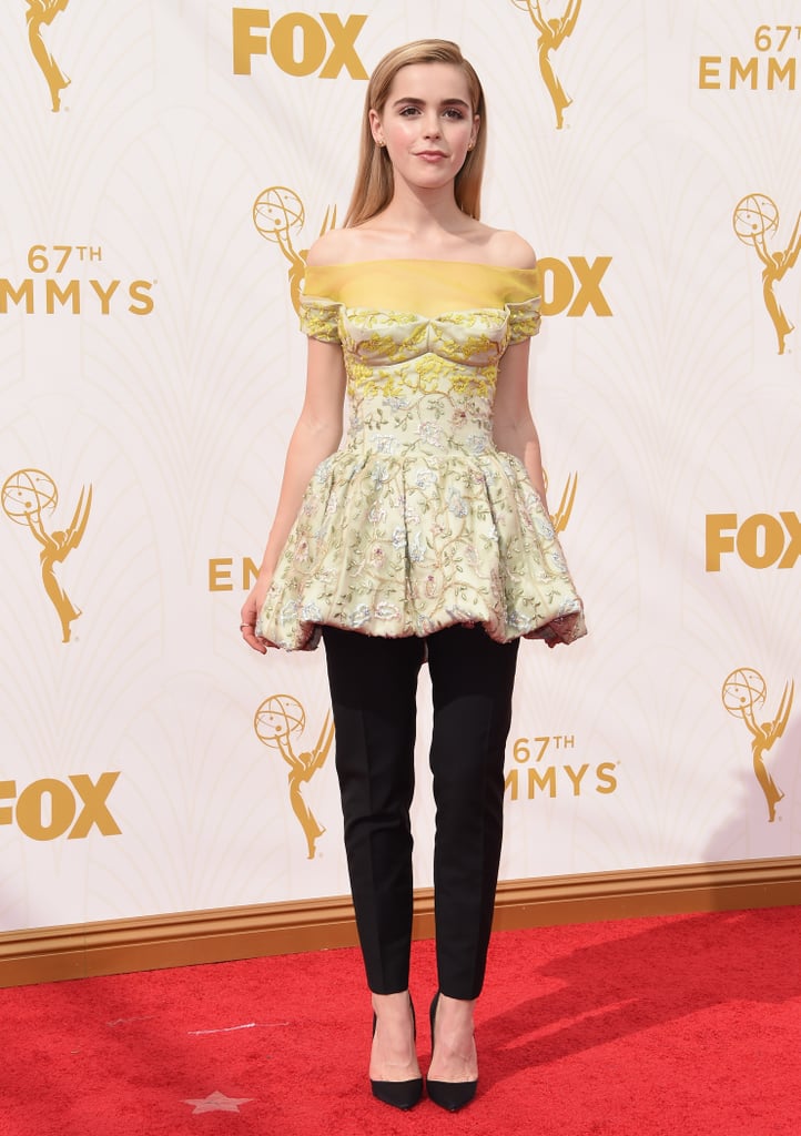 Kiernan Shipka showed off another Dior dress-over-pants ensemble at the 2015 Emmy Awards.