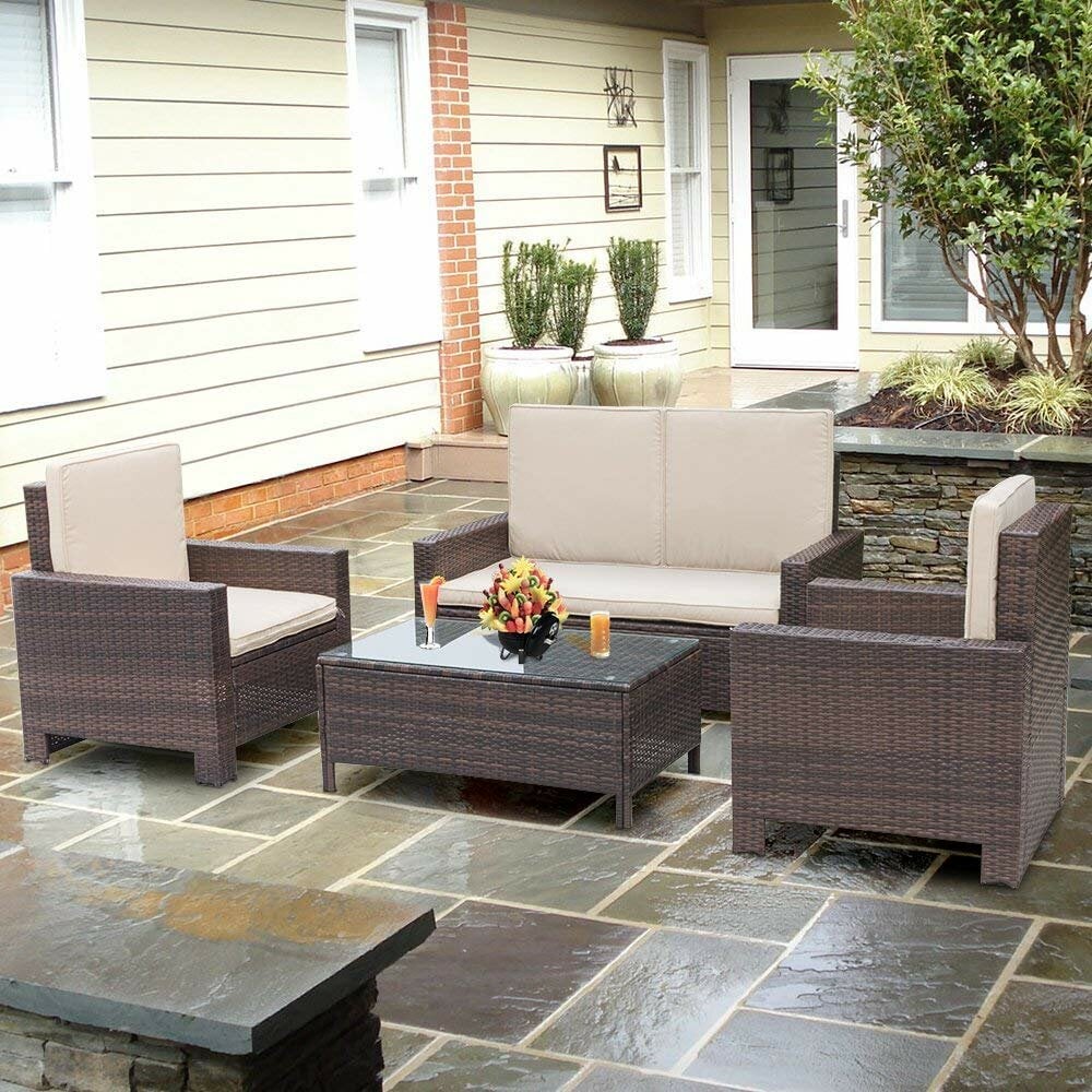 Shamavi 4 Piece Rattan Sofa Seating Group With Cushions