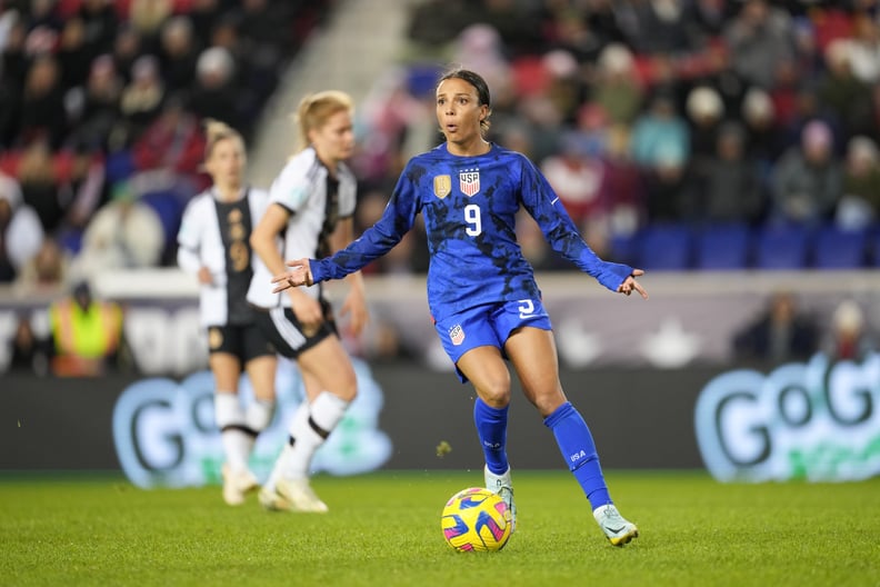 Mallory Pugh of the United States reacts to an offsides call during a game against Germany; what is offside in soccer?