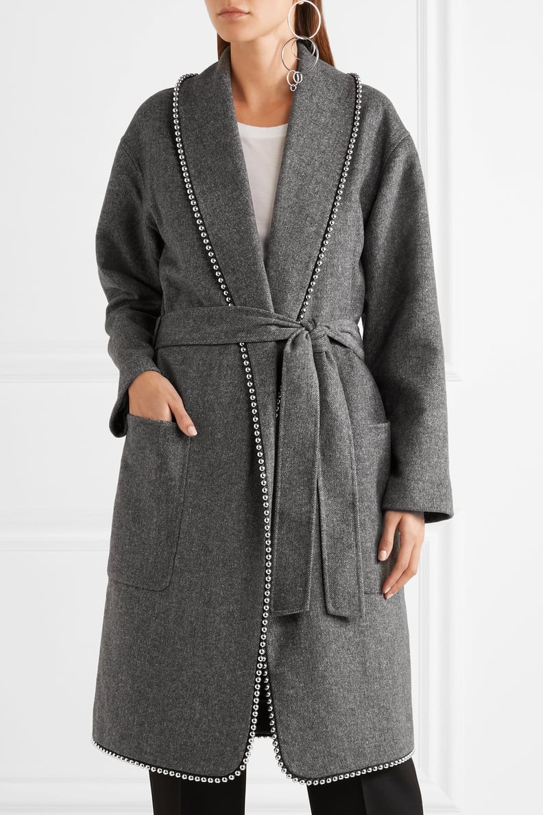 Alexander Wang Belted Embellished Felt Coat