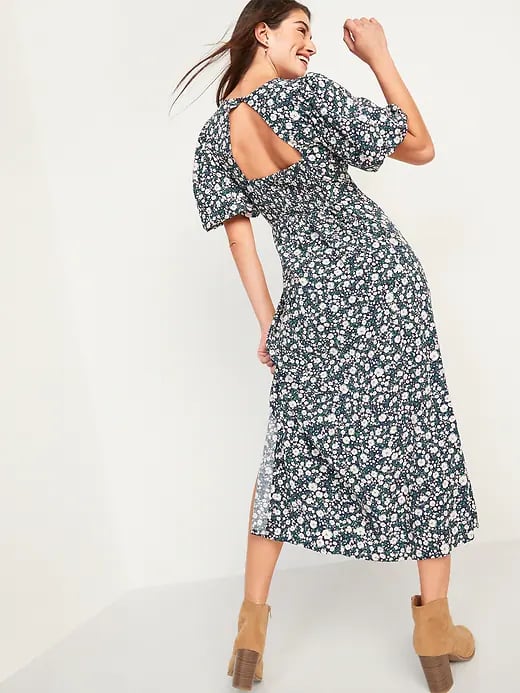 Old Navy Puff-Sleeve Floral Maxi Shift Dress