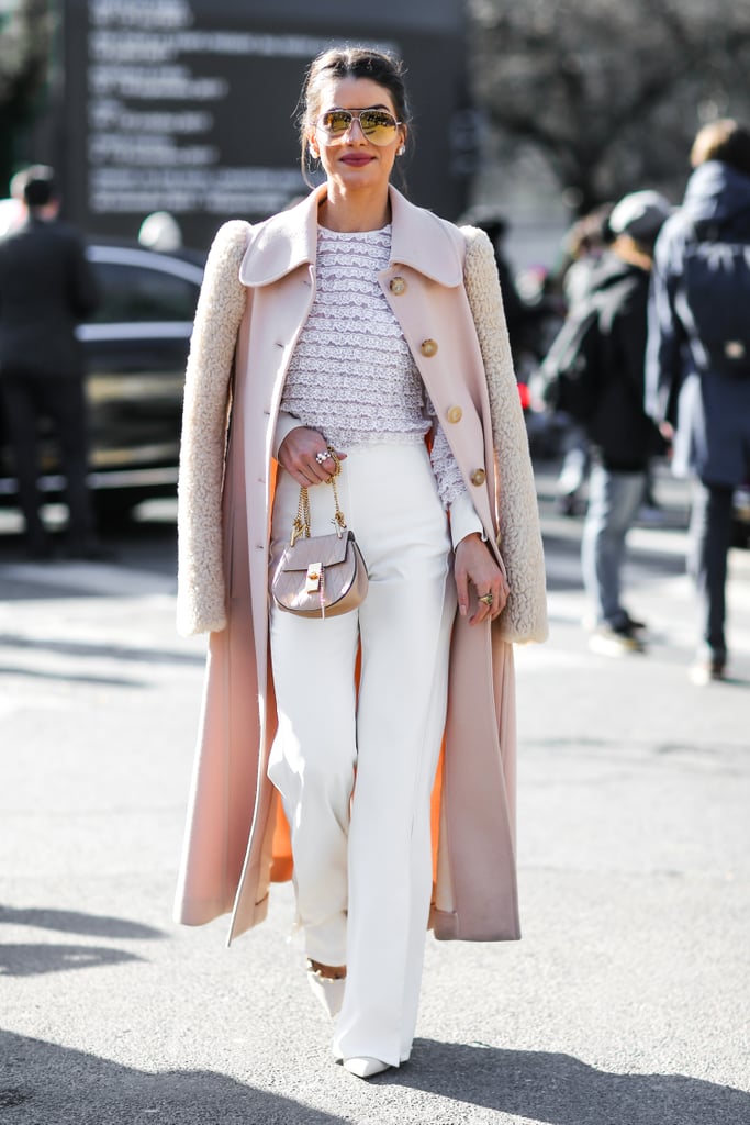 Blush Pink Colorful Coats Street Style Inspiration POPSUGAR Fashion Photo 2
