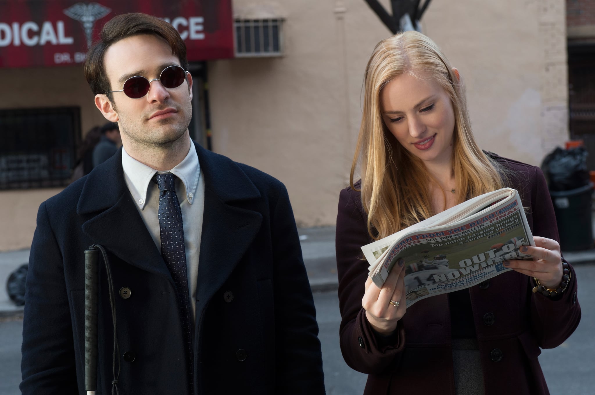 DAREDEVIL, l-r: Charlie Cox, Deborah Ann Woll, (Season 1, aired April 10, 2015). ph: Barry Wetcher/Netflix/courtesy Everett Collection