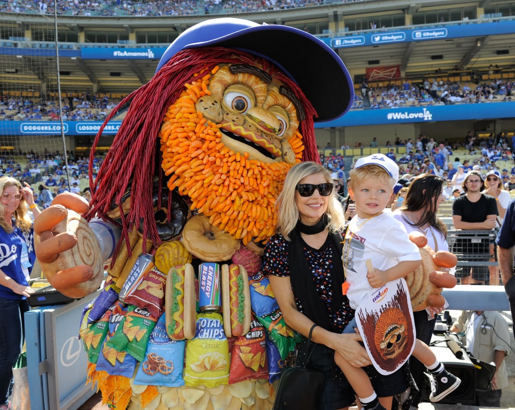 Fergie, Josh Duhamel, and Axl at Dodgers Game August 2016