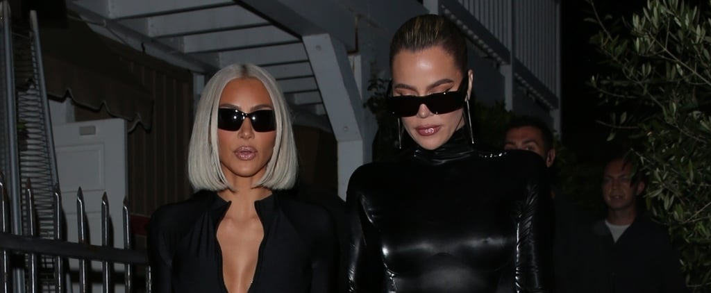 Kim and Khloé Kardashian Match in Black Bodysuit and Catsuit