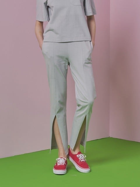 W Concept Front Slit Jersey Pants Grey ($108)