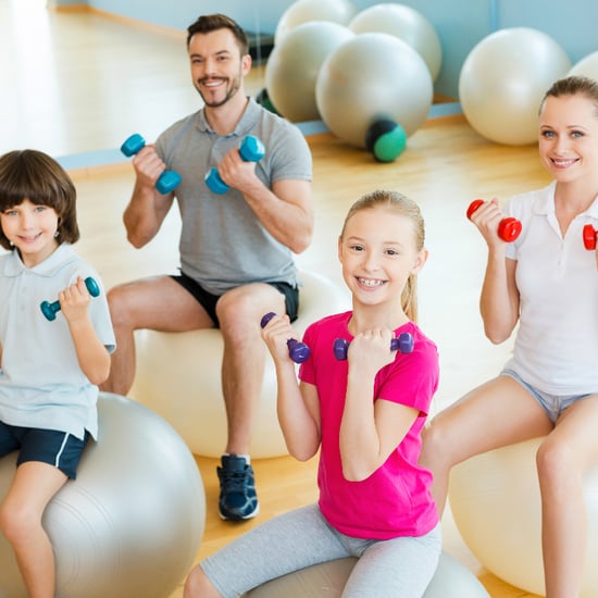 Couple and Adorable Son Working Out Together