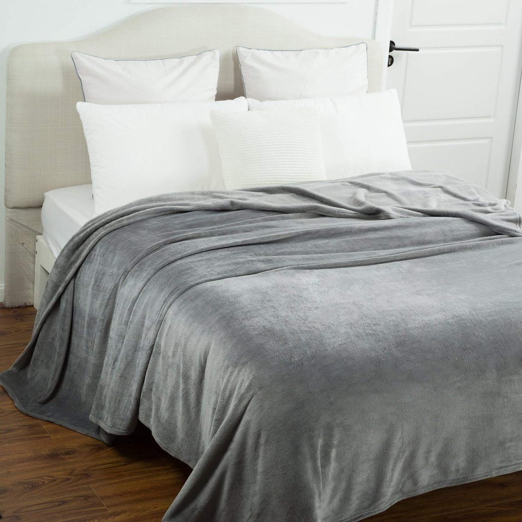 Bedsure Flannel Fleece Luxury Blanket in Grey ($18)