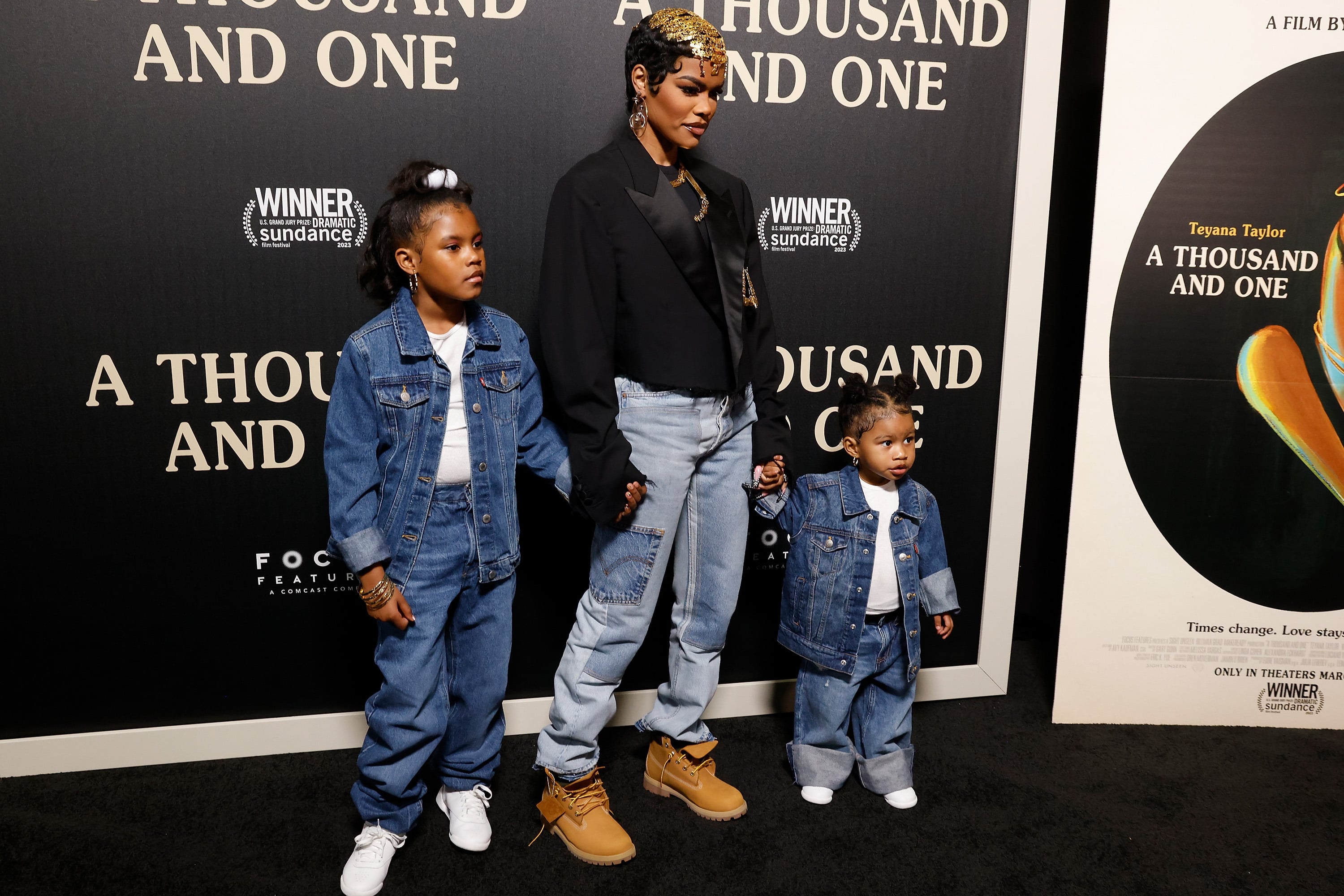 Teyana Taylor and Her Kids at A Thousand and One Premiere