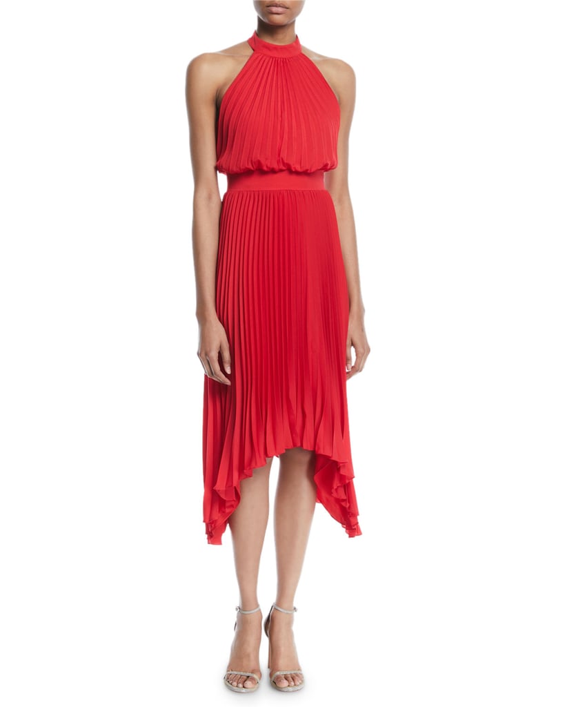 Aidan by Aiden Mattox Pleated Halter Cocktail Dress