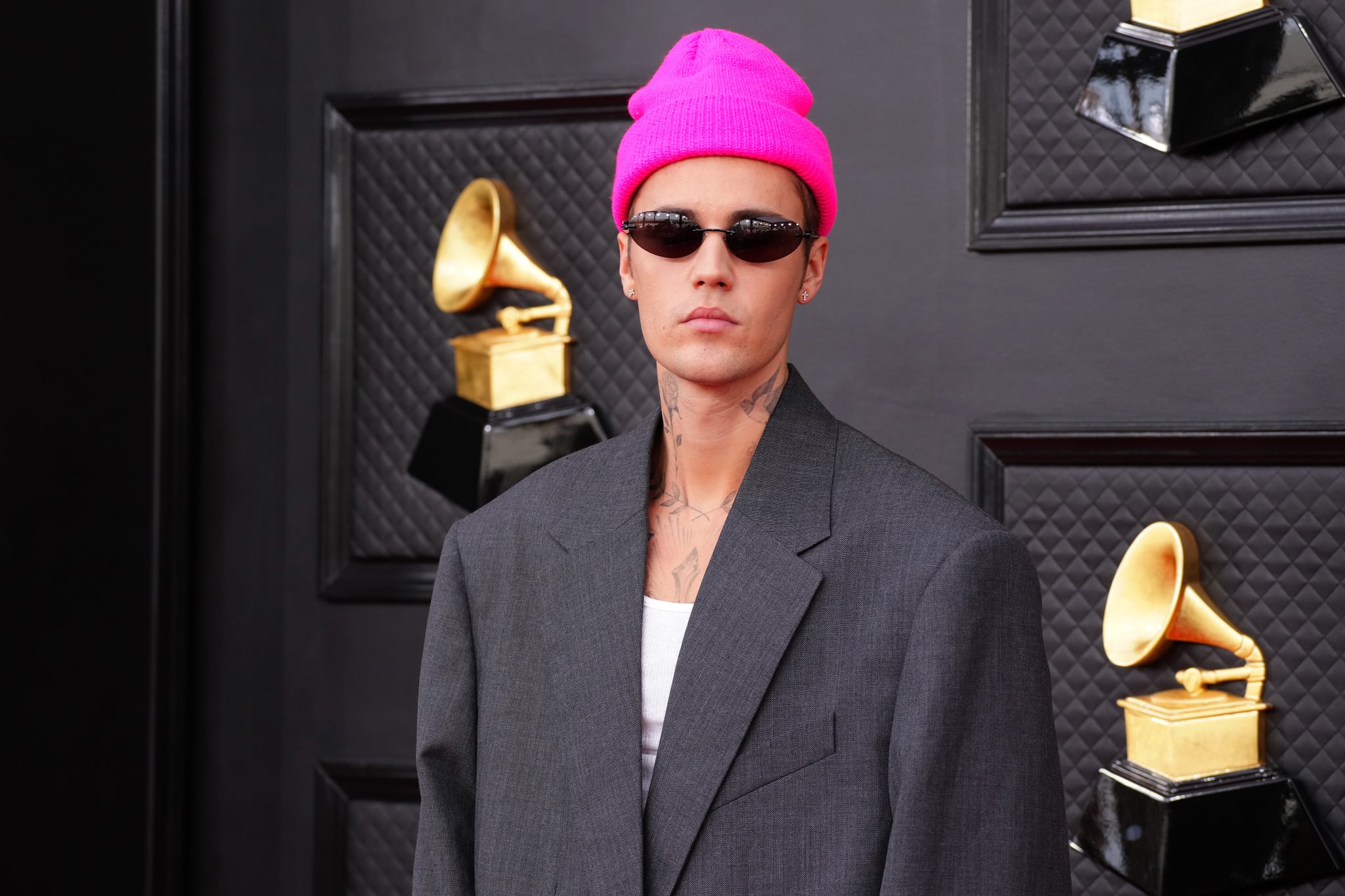 LAS VEGAS, NEVADA - APRIL 03: Justin Bieber attends the 64th Annual GRAMMY Awards at MGM Grand Garden Arena on April 03, 2022 in Las Vegas, Nevada. (Photo by Jeff Kravitz/FilmMagic)