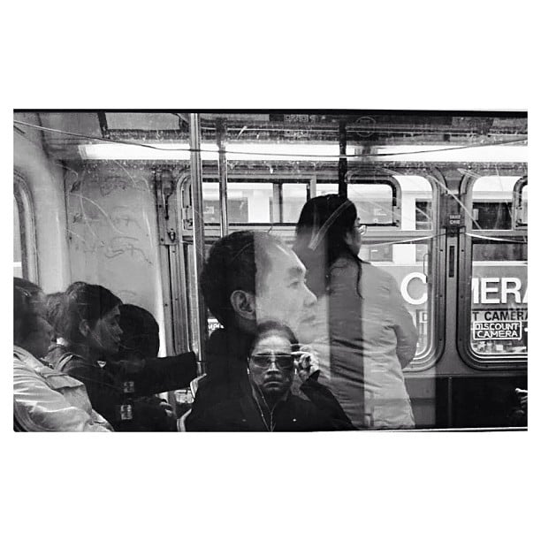 The photographer took a self-portrait in the reflection of a Muni bus window. 
Source: Instagram user koci_glass