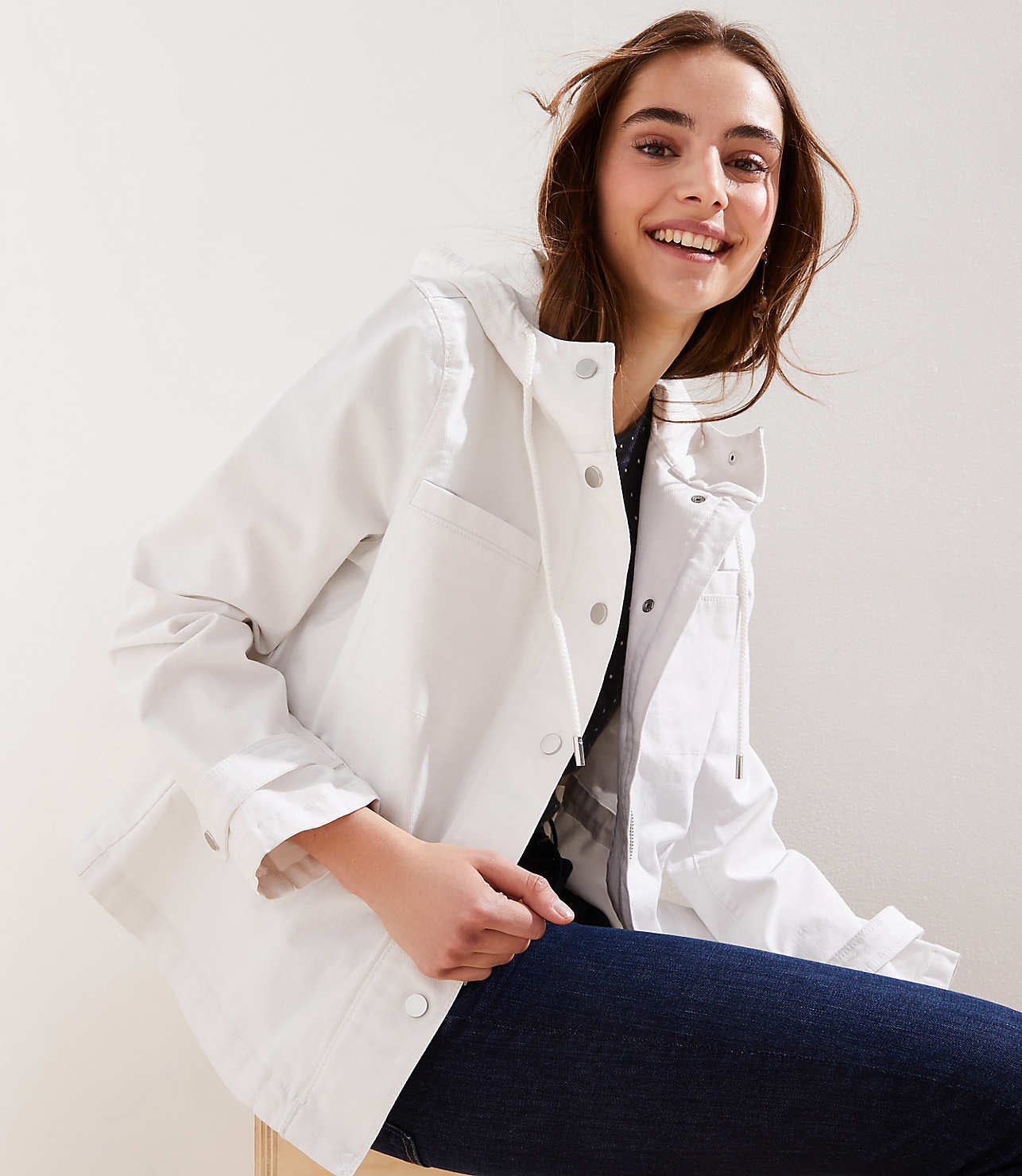 hooded drawstring utility jacket