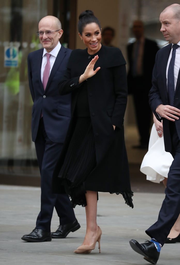 Meghan Markle's Black Givenchy Coat ACU Visit Jan. 2019
