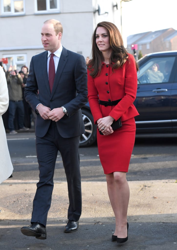 Kate Middleton Wearing Luisa Spagnoli Red Suit
