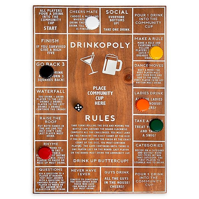 Hammer & Axe Polished Wood Drinkopoly Game
