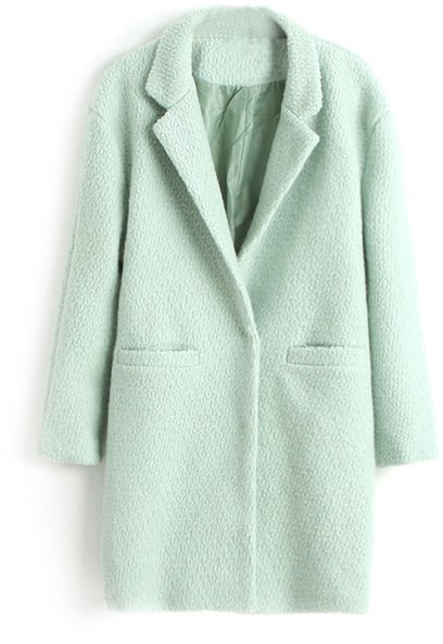 Romwe Faux Woolen Light Green Coat