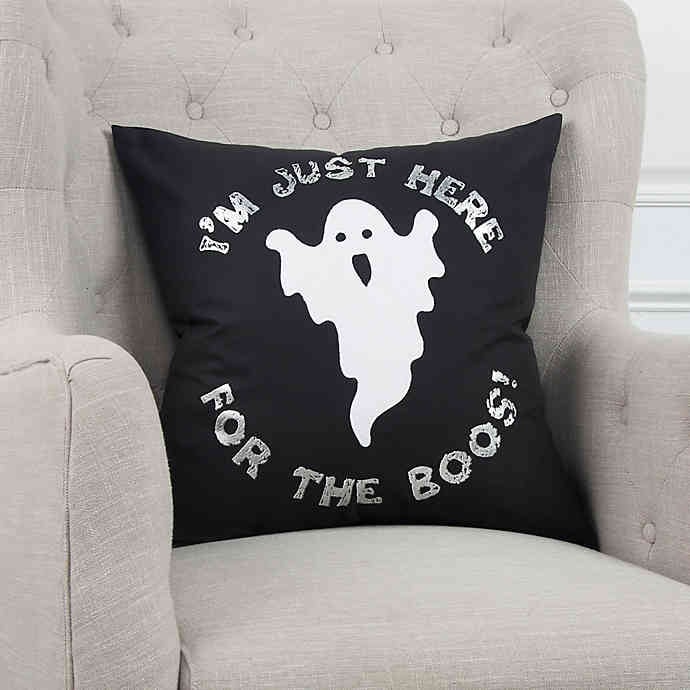 Rizzy Home Ghost Square Throw Pillow in White/Black