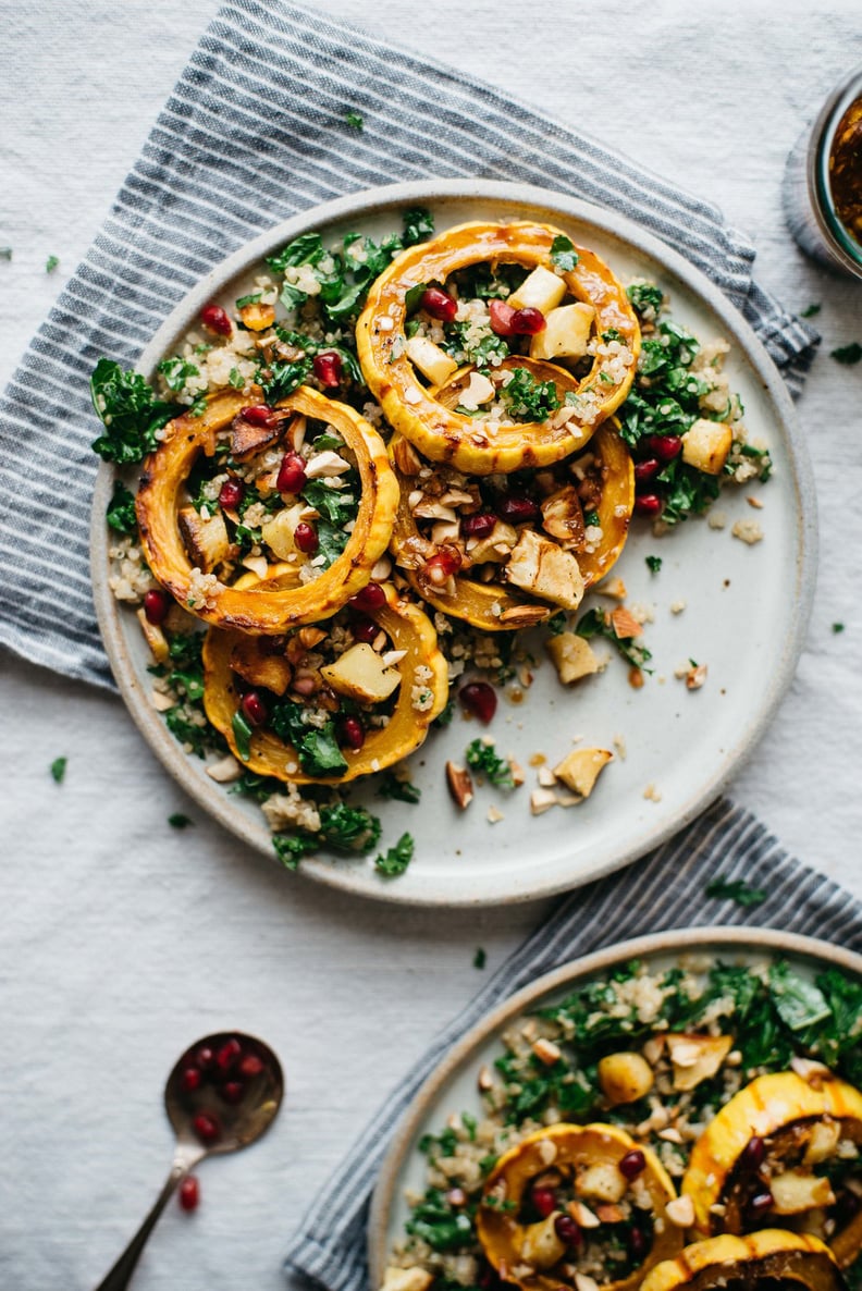 Warm Squash, Parsnip, and Kale Salad With Pomegranate Dressing