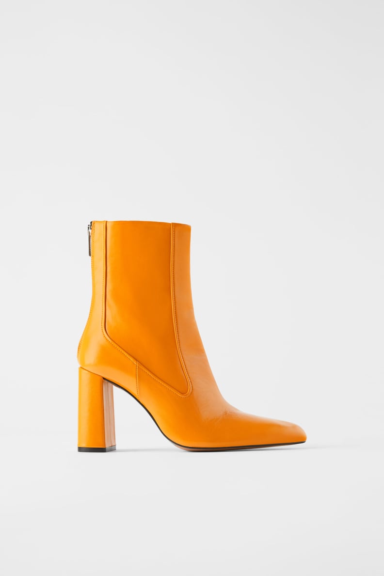 Zara Leather Heeled Ankle Boots