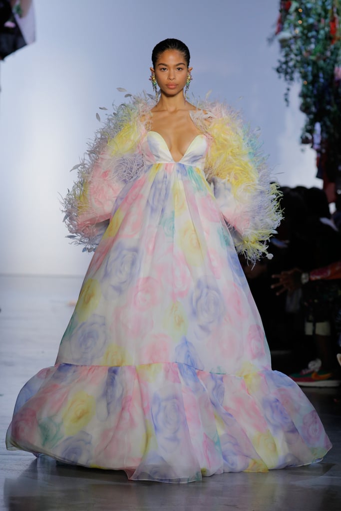 A Floral and Feathered Gown From the Prabal Gurung Runway at New York Fashion Week