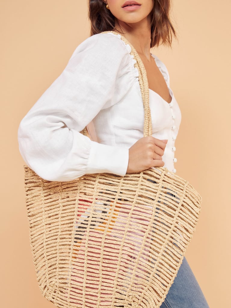 Reformation Open Weave Straw Tote
